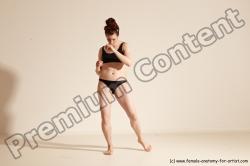 Underwear Martial art Woman White Moving poses Slim medium brown Dynamic poses Academic